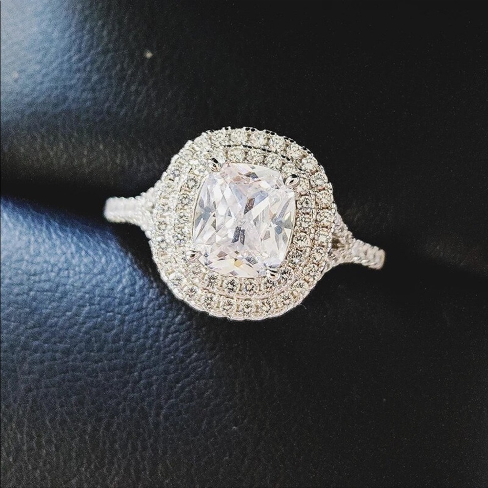 925 Silver Wedding Engagement Diamond Ring New - Picture 4 of 6
